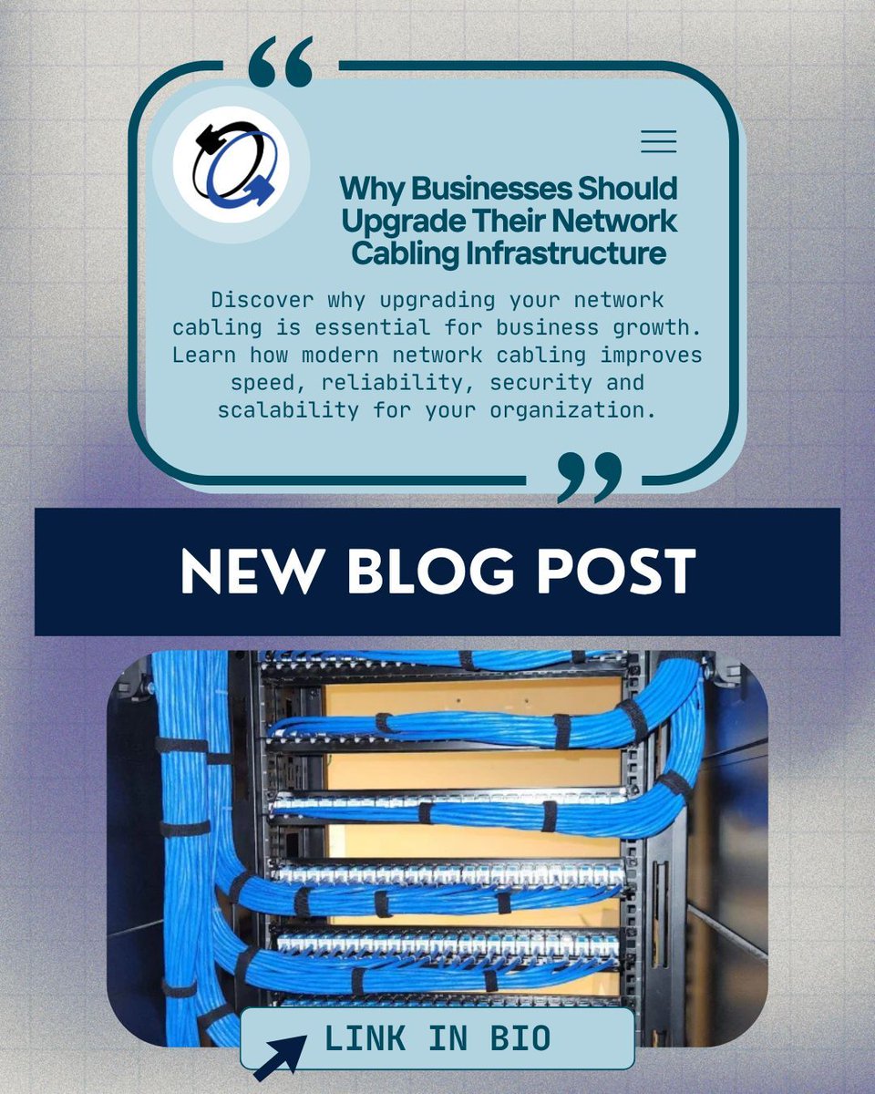 bridgecable's tweet image. 📰 Upgrades are important - don't avoid them because your network cabling infrastructure will suffer.
bridgecable.com/upgrading-your… 

#networkupgrades #networkcabling #cablinginfrastructure