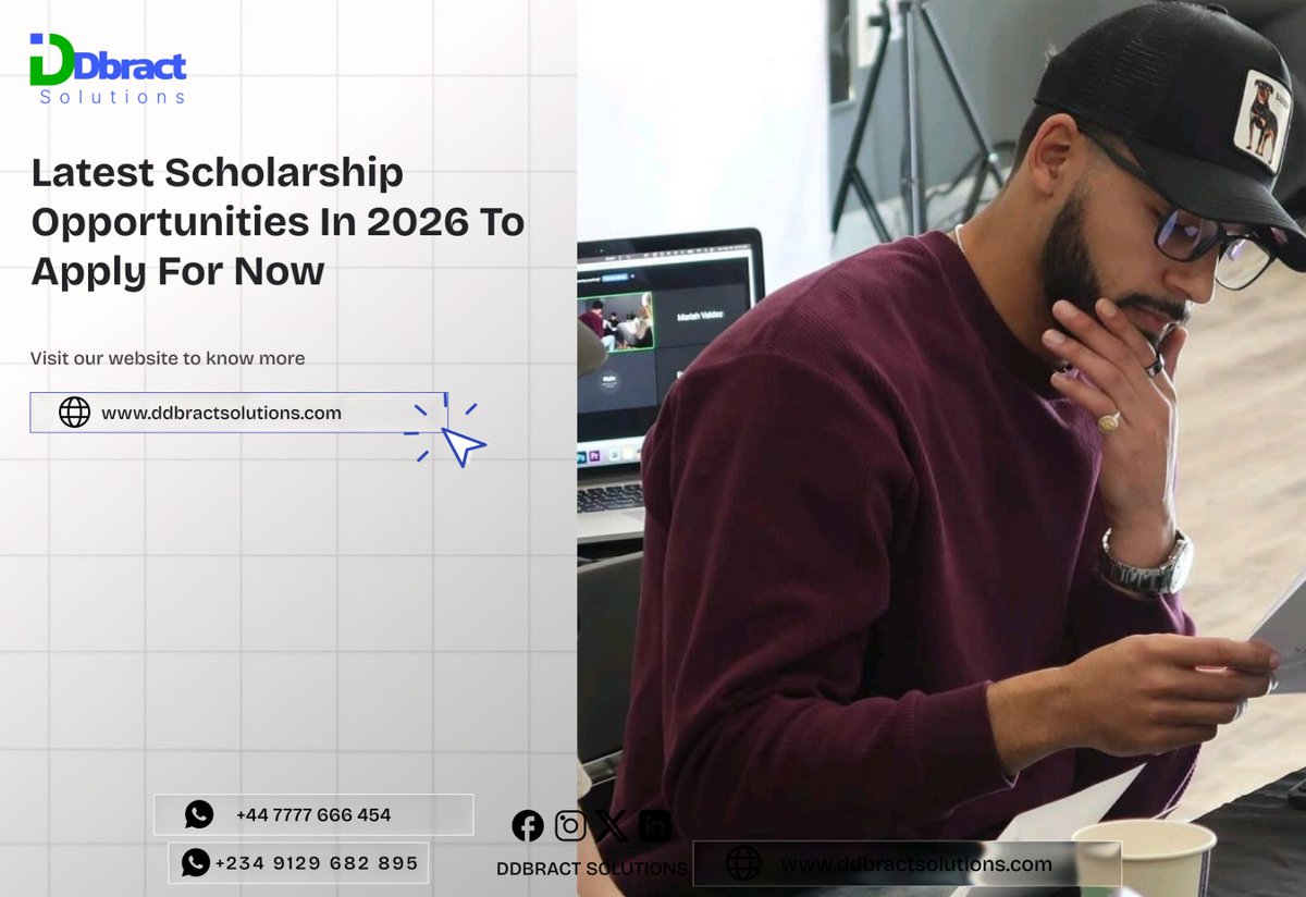 ddbract_com's tweet image. 2026 scholarship opportunities are already opening.

We have compiled the latest ones you can apply for right now.

Read more: ddbractsolutions.com/latest-scholar…
#Scholarships2026 #StudyAbroad #Opportunities