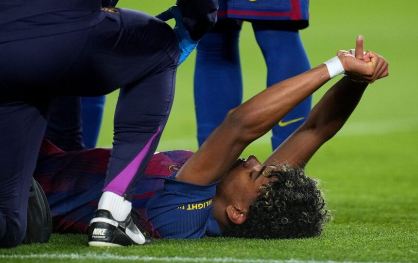 BusinessDayNg's tweet photo. Lamine Yamal has been ruled out for the rest of the domestic season after suffering a hamstring injury, but is expected to recover in time for the FIFA 2026 World Cup, Barcelona confirmed.

https://t.co/uaqcY1jRev https://t.co/ObLqE9ear2
