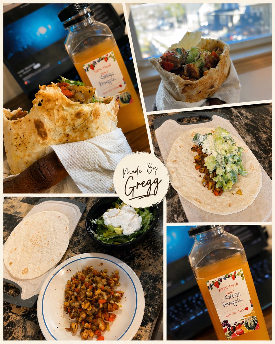 Gregg_Essuman's tweet photo. Pineapple Juice
Tortilla Wrap - Lettuce, Onions, Tomatoes, Avocado, Chicken Breast, Non Fat Greek Yogurt
#healthywrap https://t.co/MhGJg0V7w1