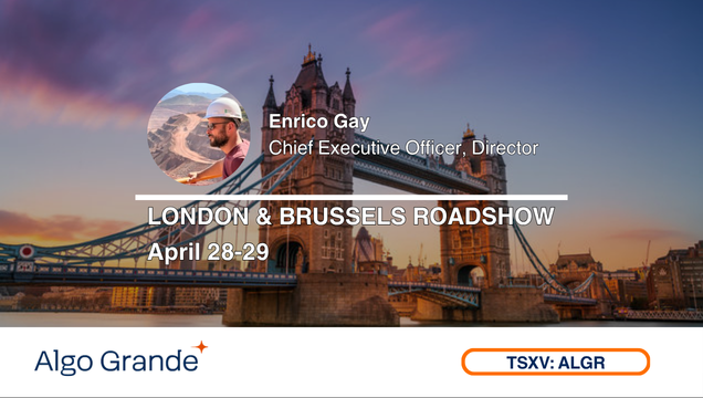 AlgoGrande_'s tweet image. Algo Grande CEO Enrico Gay heads to London &amp;amp; Brussels (Apr 28–29) with @rayleighcapital . We’ll be sharing Phase II drill plans, and key catalysts from our Adelita Project with European investors.
