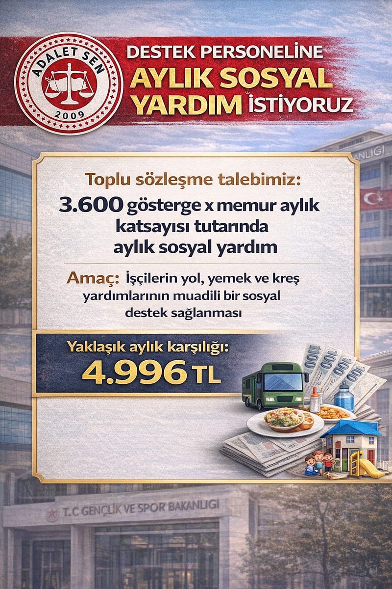 Adalet Sen Genclik Spor ve Yurt Çalışanları Şubesi tweet media