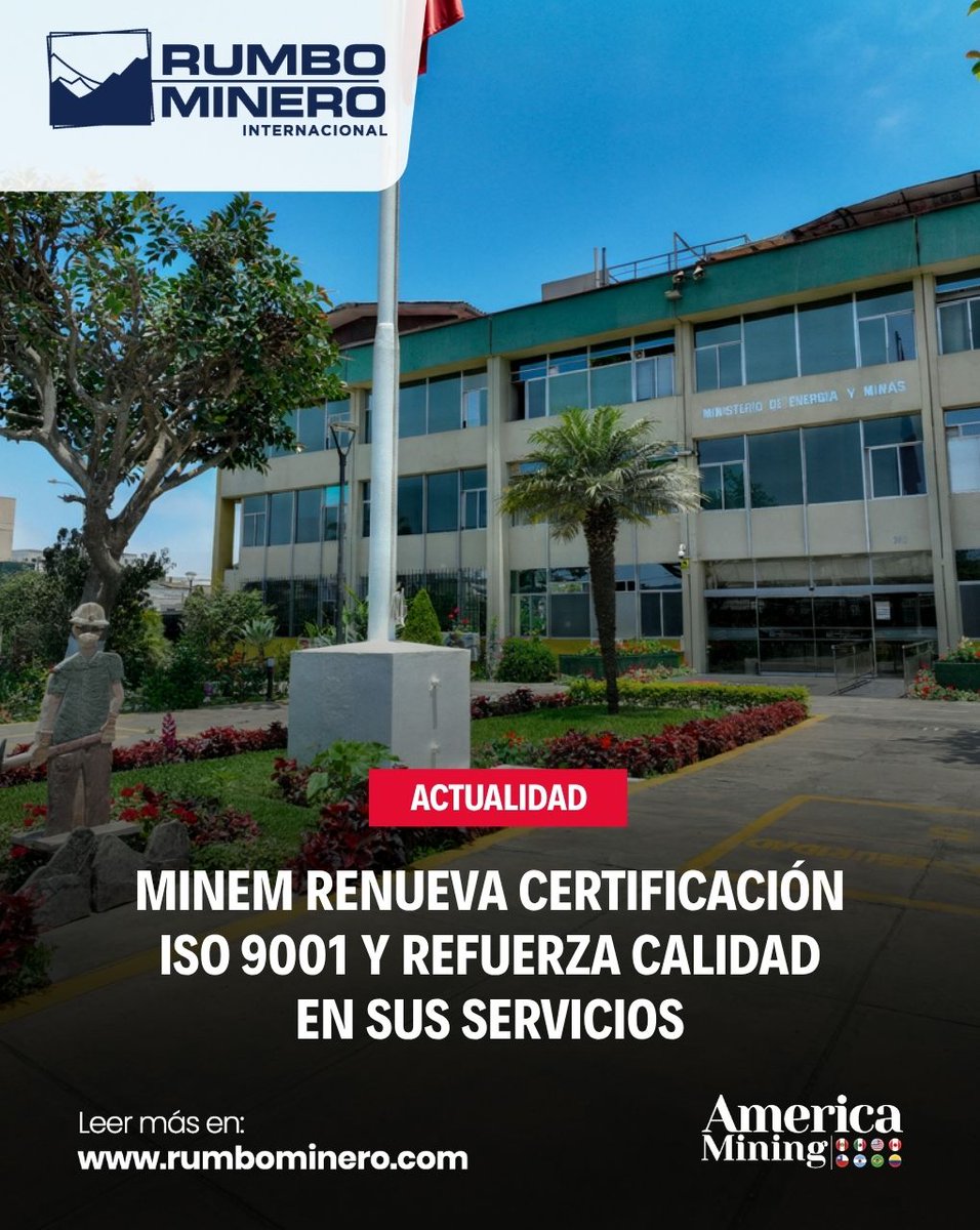 rumbominero's tweet image. ✅ @MinemPeru renueva ISO 9001.

📊 Mejora calidad y eficiencia en servicios

👉 t1p.de/7yt1l

#MINEM #Perú #Gestión