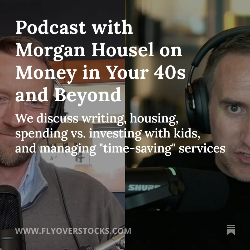 ToddWenning's tweet photo. Earlier this week, @morganhousel and I talked about money in our 40s for the Flyover Stocks podcast. The hour conversation flew by and we covered a lot of ground, including housing, spending on kids, and the art of writing.

You can listen/watch the podcast wherever you get your podcasts or via Flyover Stocks.