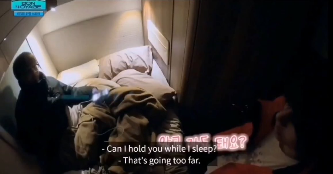 mninissaa's tweet photo. context: in bon voyage 4, taehyung was going to sleep next to namjoon and wanted to hold him while sleeping while namjoon wasn’t too fond of the idea https://t.co/JEtsKvvw17