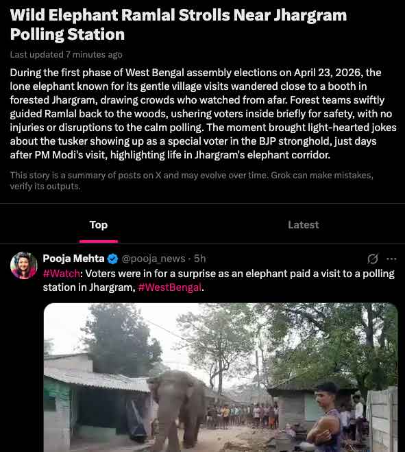 supertrader3408's tweet photo. An Elephant named "Ramlal" is currently going viral AF after escaping a Zoo and wandering through random villages

He already has his own trending page

https://t.co/uq3P8PLAb7

The news it going super viral across multiple platforms and loads of different news stations https://t.co/6jATXKpV8e