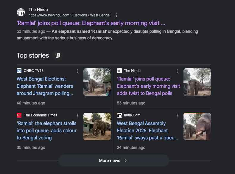 supertrader3408's tweet photo. An Elephant named "Ramlal" is currently going viral AF after escaping a Zoo and wandering through random villages

He already has his own trending page

https://t.co/uq3P8PLAb7

The news it going super viral across multiple platforms and loads of different news stations https://t.co/6jATXKpV8e