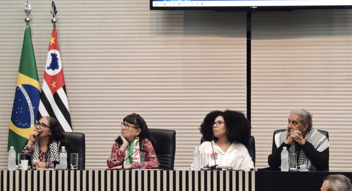 juliaperie's tweet photo. En la @camaradeputados de San Pablo junto a @leticiachagassp e integrantes del @foropalestino en el día del prisionero palestino denunciamos la injusta persecución de niños, mujeres y jóvenes que luchan por una #palestinalibre 
@Observatorio_FV @SachaWila @gusacarbonell https://t.co/QFdnwGznOa