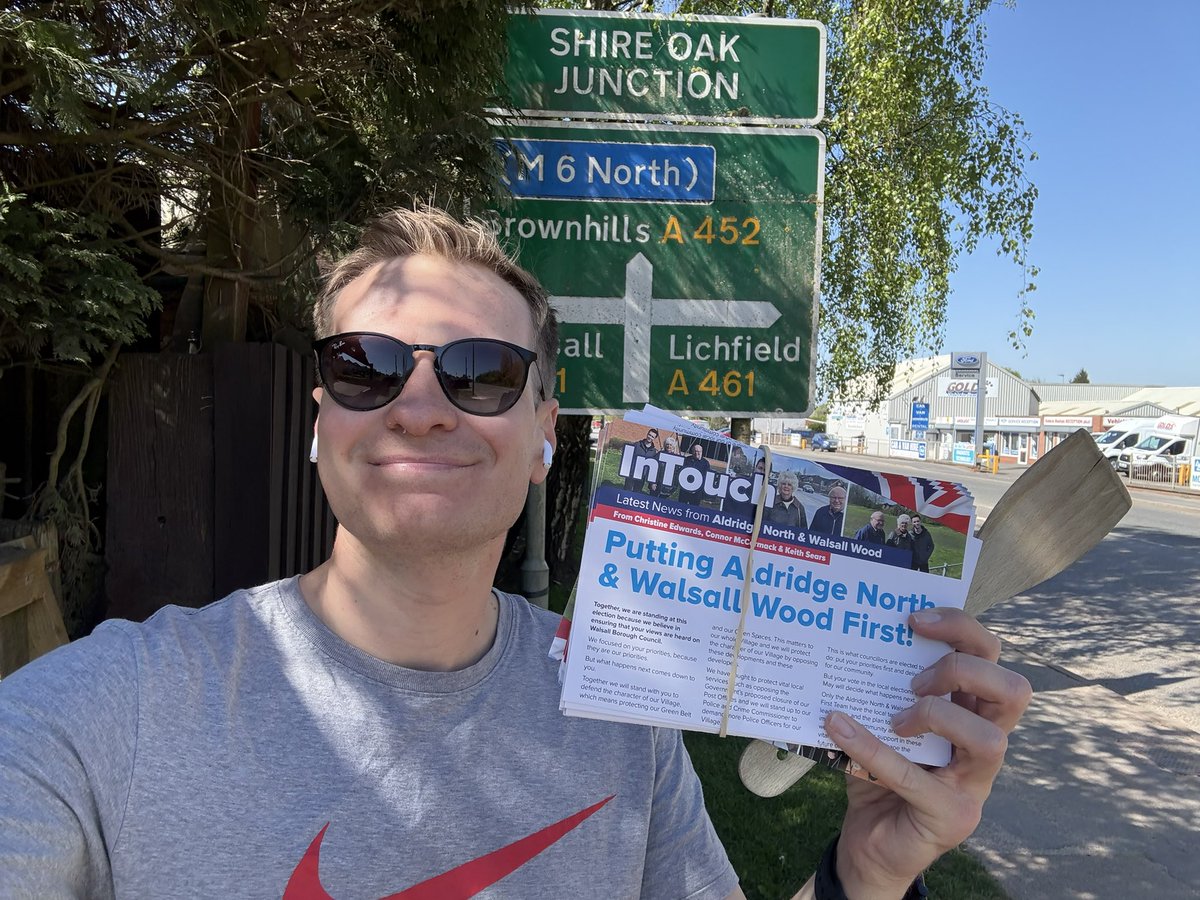 ndmorley's tweet photo. Sunny St George’s Day delivering in Aldridge North &amp; Walsall Wood #LocalElections2026 💪💙😎🏴󠁧󠁢󠁥󠁮󠁧󠁿 https://t.co/tNK3ifpWtx
