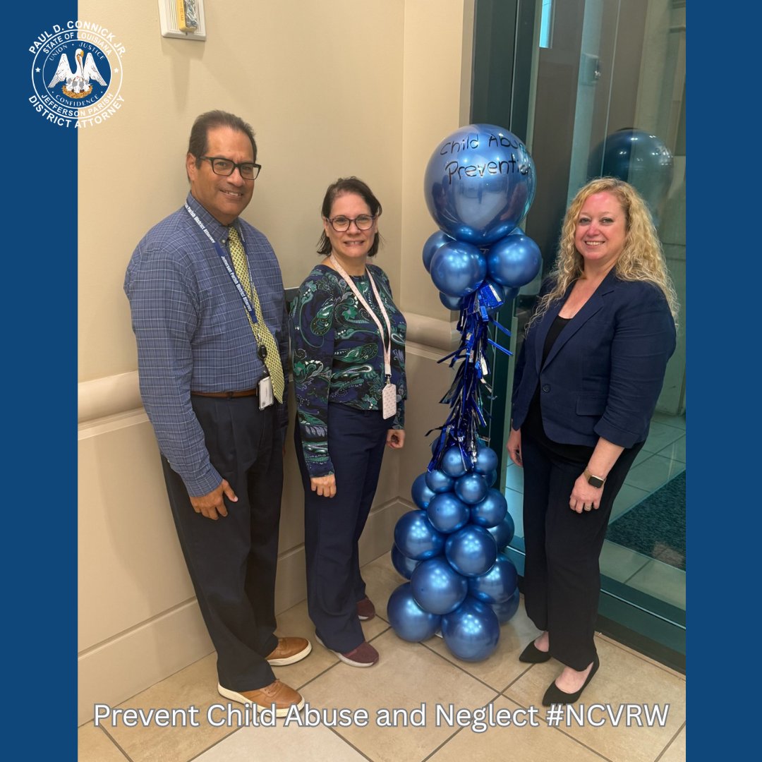 JeffParishDA's tweet photo. April is Child Abuse Prevention Month, and we recognize the event during National Crime Victims’ Rights Week by wearing blue clothing. The Jefferson Children’s Advocacy Center plants pinwheels during the month each year to focus on child abuse and neglect. https://t.co/Y2GZKuhGJF