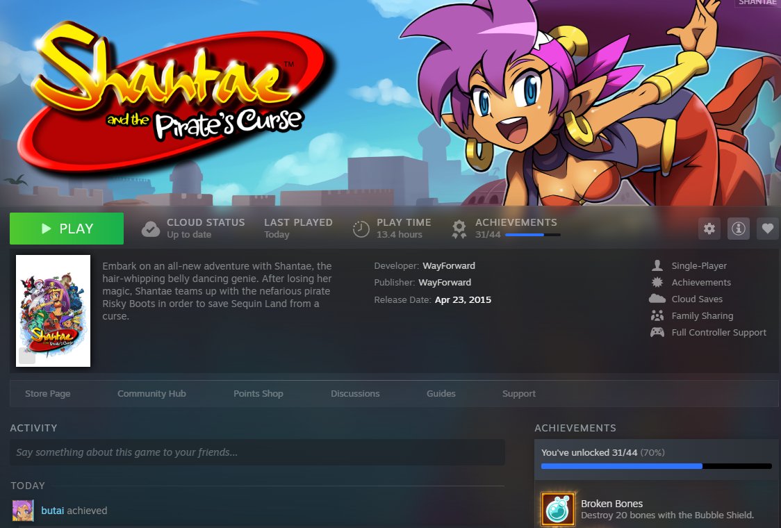 Finished Shantae and the Pirate's Curse! Definitely still holds up even if you have to look up a guide or the platforming near the end is pretty unforgiving.

Solid 8/10!