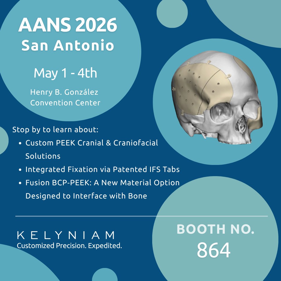 kelyniam's tweet photo. We’re heading to AANS 2026 in San Antonio!
Stop by Booth #864 to learn more about our patient‑specific cranial solutions and see our work up close.

We look forward to connecting with the neurosurgical community in person.

#AANS2026 #Neurosurgery #CranialReconstruction #MedTech https://t.co/O40Jp6002p