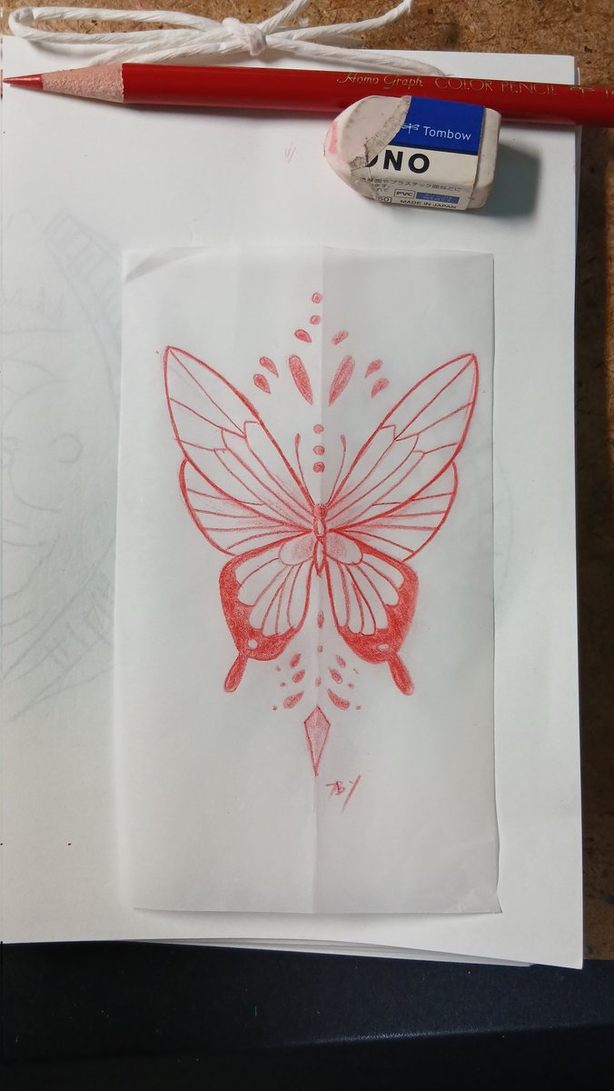 TBY_you's tweet photo. 赤鉛筆
お絵描き
蝶🦋

#タトゥースタジオ
#タトゥーデザイン
#アナログイラスト
#蝶デザイン
#予約受付中

#tattoodesign 
#Butterflydesign https://t.co/nhf7mb23gE