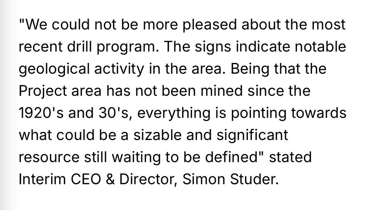 explorercheck's tweet photo. "We could not be more pleased about the most recent drill program. The signs indicate notable geological activity in the area. Being that the Project area has not been mined since the 1920's and 30's, everything is pointing towards what could be a sizable and significant resource https://t.co/q03qplD6rv