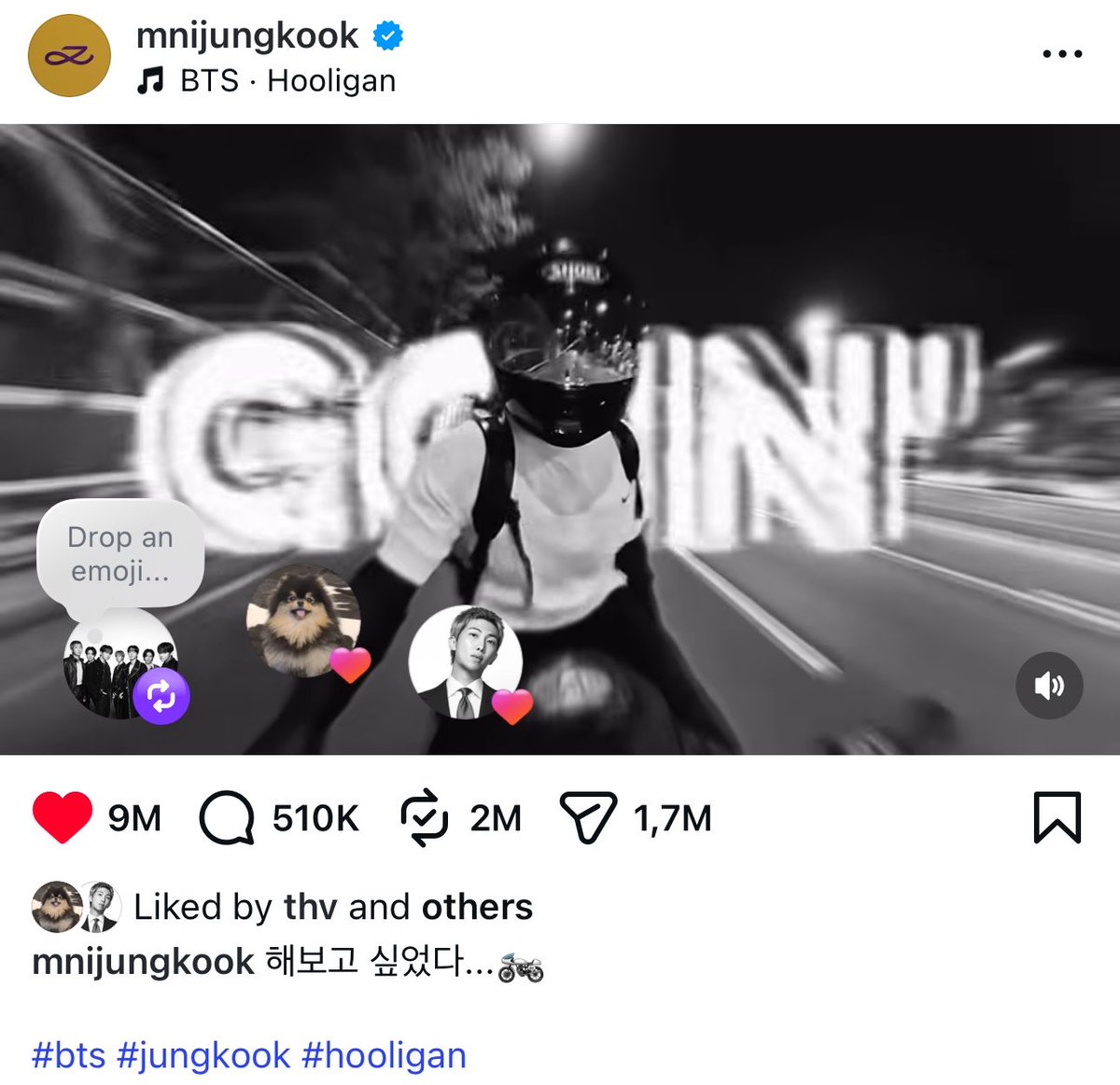 btschartsxdaily's tweet image. 📊| #Jungkook's “Hooligan” Biker Reel become the 3rd Most reposted post in Instagram 's history! 🌎

1. — 2.6M
2. — 2.5M
3. Jungkook's Ride Post - 2M 🔥

instagram.com/reel/DXaJjNMk_…
CONGRATULATIONS JUNGKOOK
