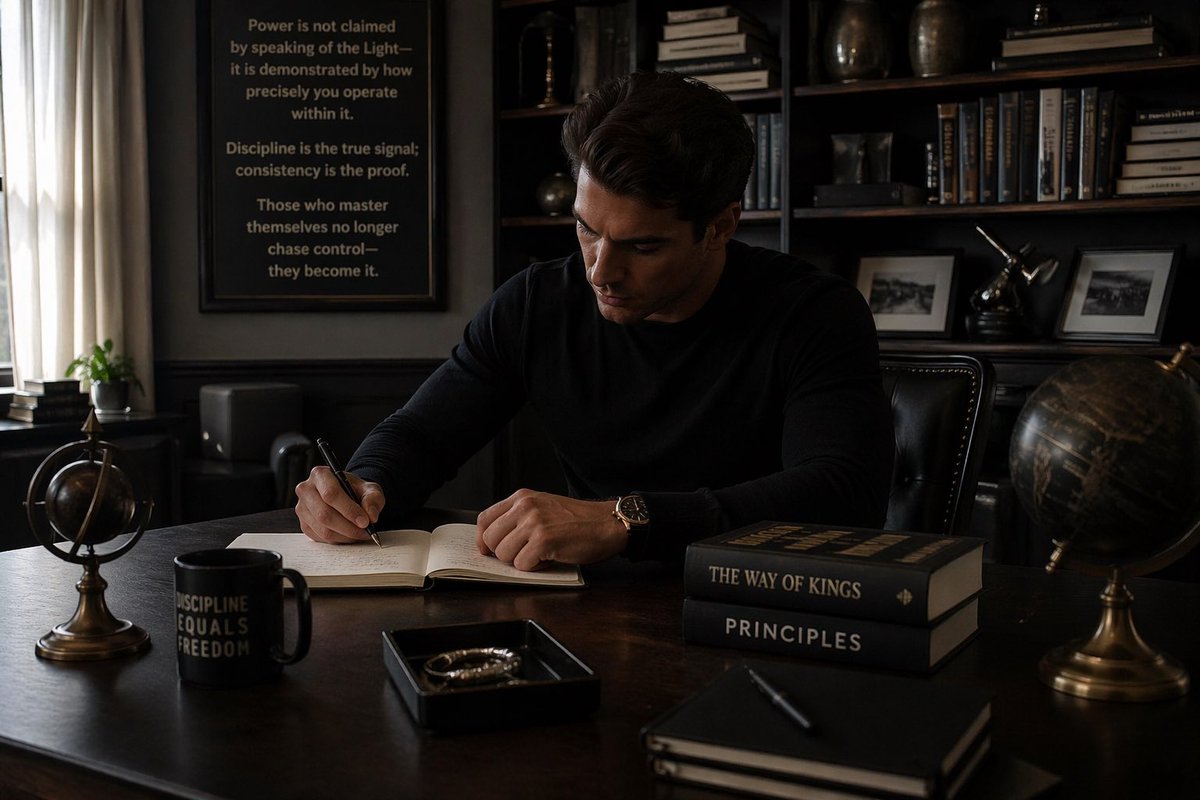 THAEDLIGHT's tweet image. “Power is not claimed by speaking of the Light it is demonstrated by how precisely you operate within it. Discipline is the true signal; consistency is the proof. Those who master themselves no longer chase control they become it.”
@ILLUMINATIAM 
#ILLUMINATI