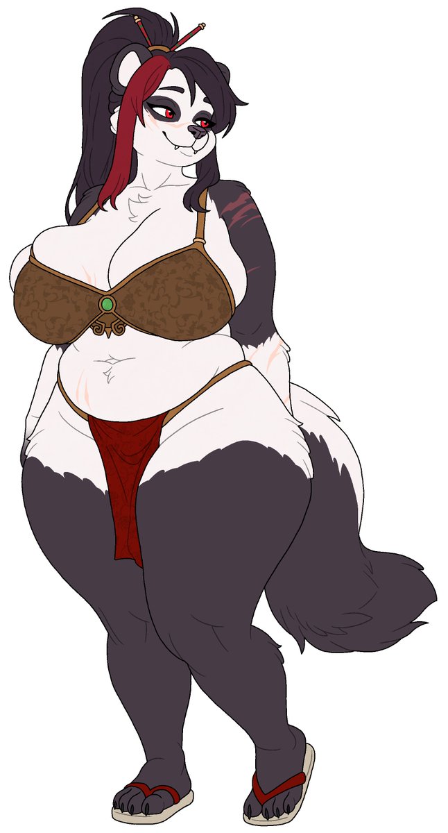 <Plump &amp; Blissful>
Little pinup for lovely panda Blissbrew~

Art is by 🟦☁️@ zathvoidstar
#Warcraft #Pandaren #NSFW