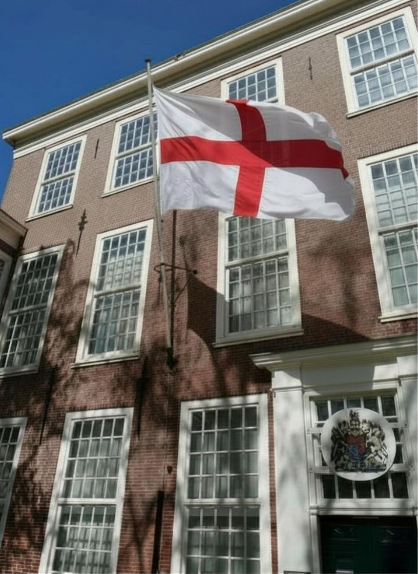 ukinnl's tweet image. Today, we are flying the St George’s Cross🏴󠁧󠁢󠁥󠁮󠁧󠁿in #TheHague to celebrate #England's patron saint, St. George, William Shakespeare and the English Language.

Happy St George’s Day, Shakespeare Day and English Language Day.
