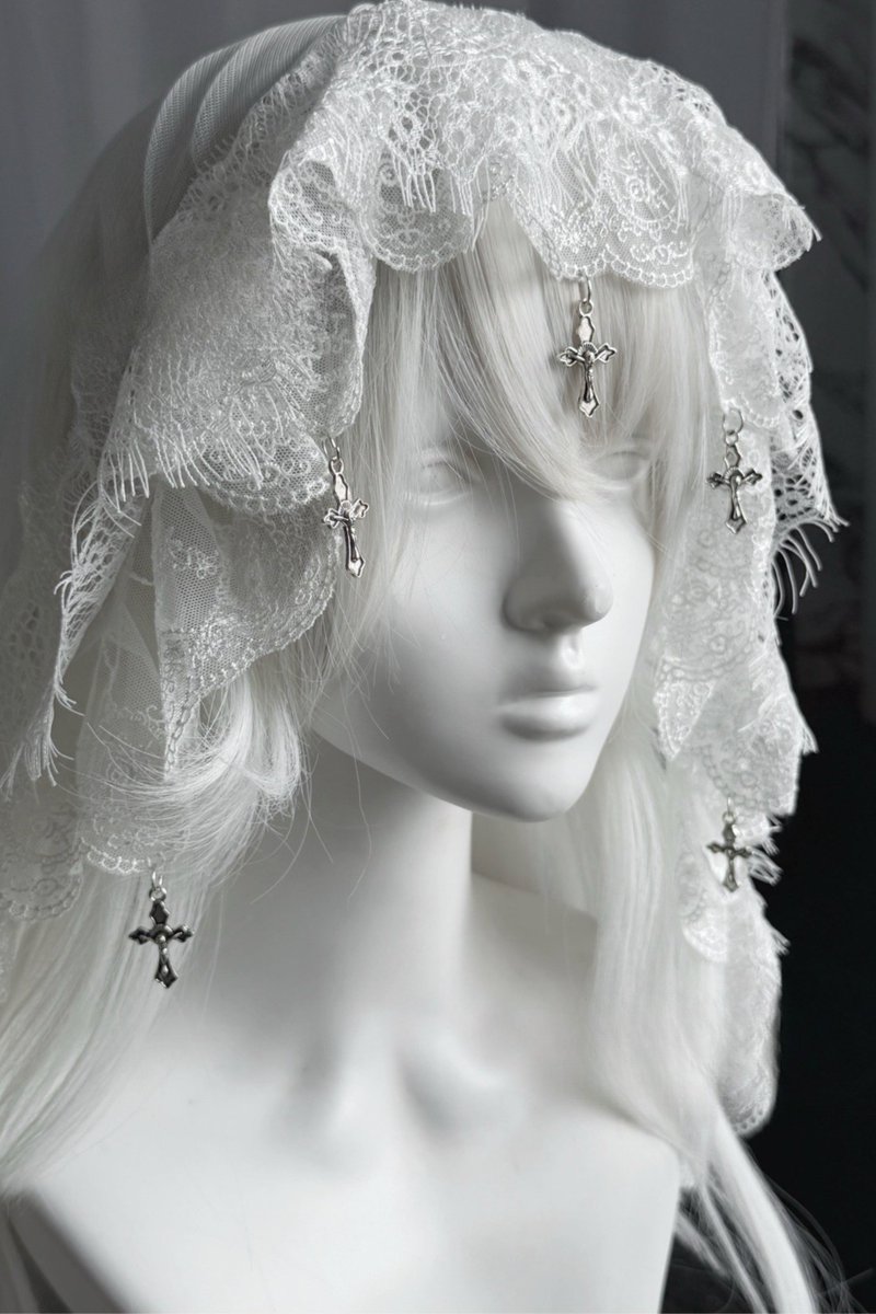 🤍✝️ 純白に揺れるクロスレースヴェール ✝️🤍