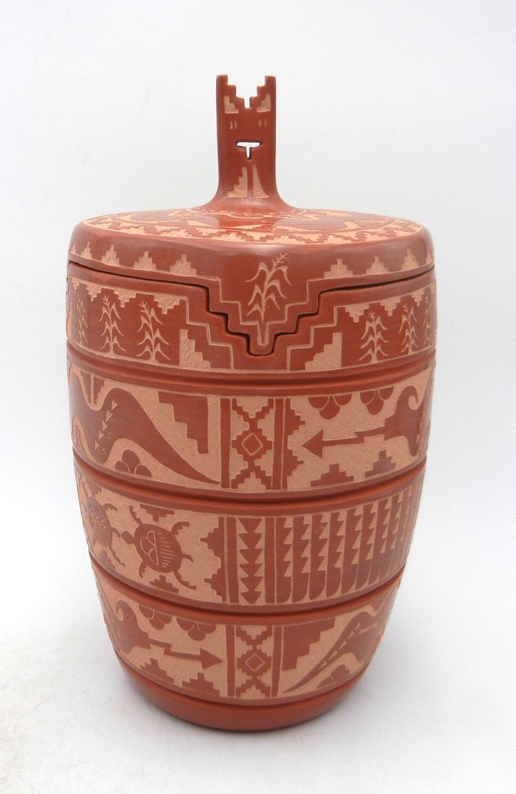 palmstrading's tweet image. Did You Know...? Clay used to make #NativeAmerican pottery differs from place to place, even within a region. 

Lidded vase by #Jemez potter Alvina Yepa.
