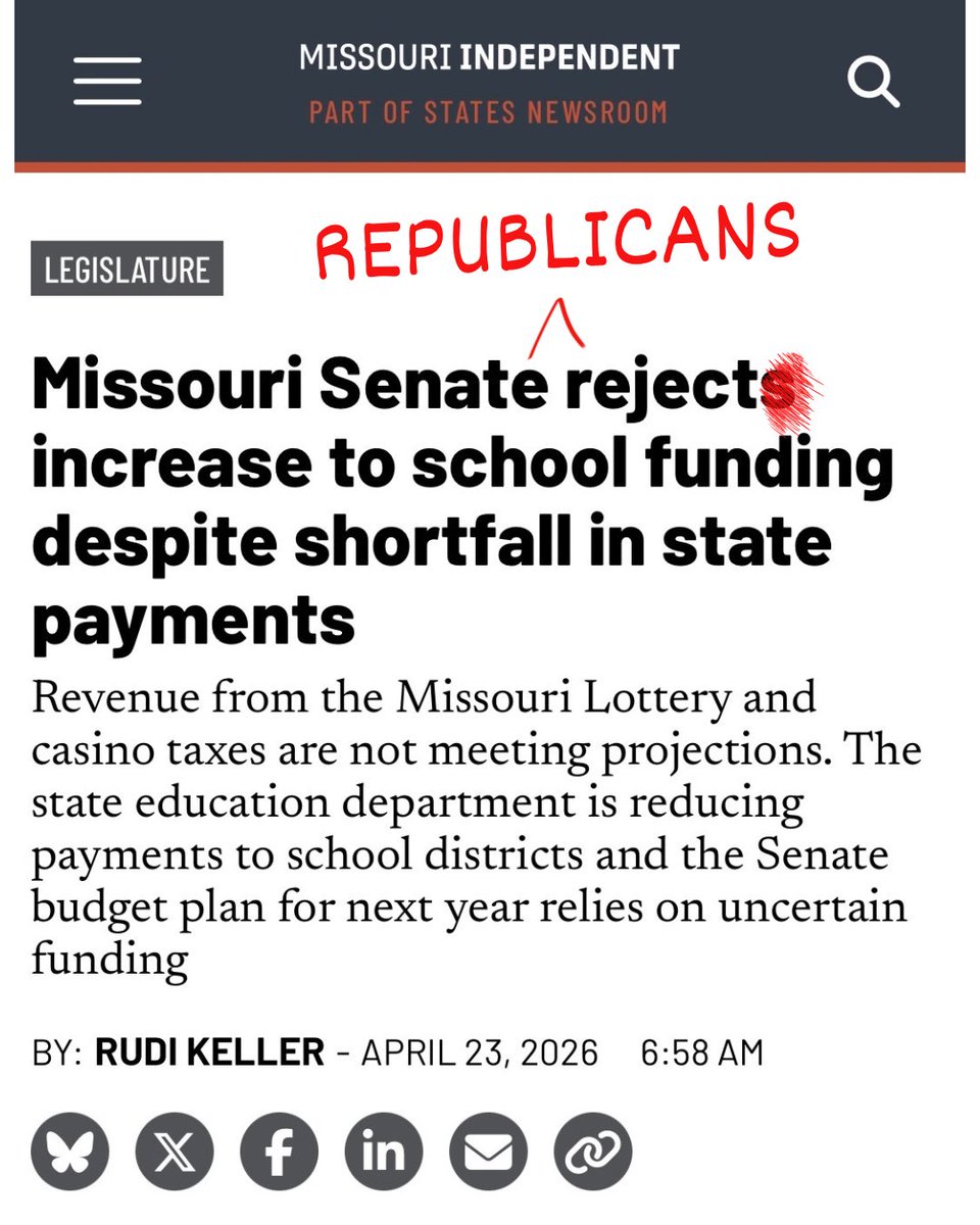 Fixed it. Every Senate Democrat voted to FULLY fund Missouri’s schools.