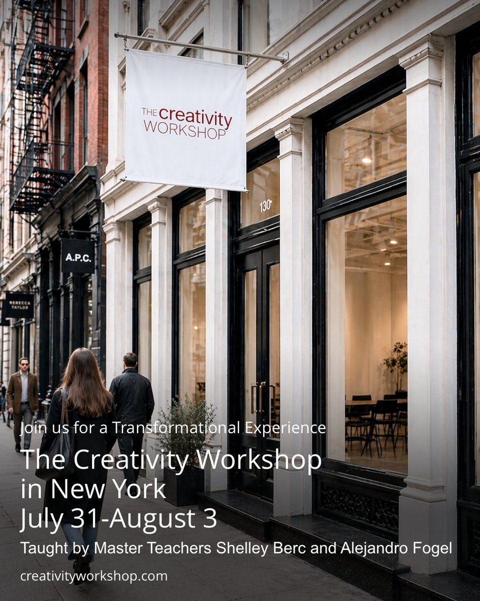 CreativityTweet's tweet image. Join us in New York, July 31–August 3, for four inspiring days of creative exploration with Shelley Berc and Alejandro Fogel. Learn more at zurl.co/EL72x #CreativityWorkshop #NewYork #Creativity