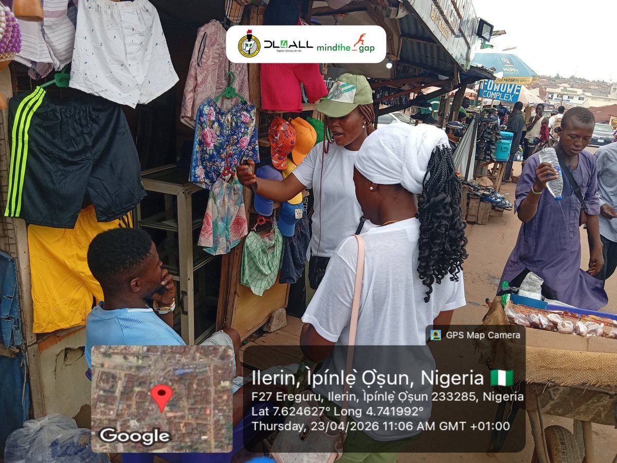 Dl4allcdsosun's tweet image. Digital Literacy For All CDS Group (DL4ALL), Ilesa East, Osun State.
On April 23, 2026, we engaged traders and shop owners at Atakunmosa Market, teaching them how to use WhatsApp to promote their businesses and avoid online scams.
Empowering them to reach more customers
 #DL4ALL