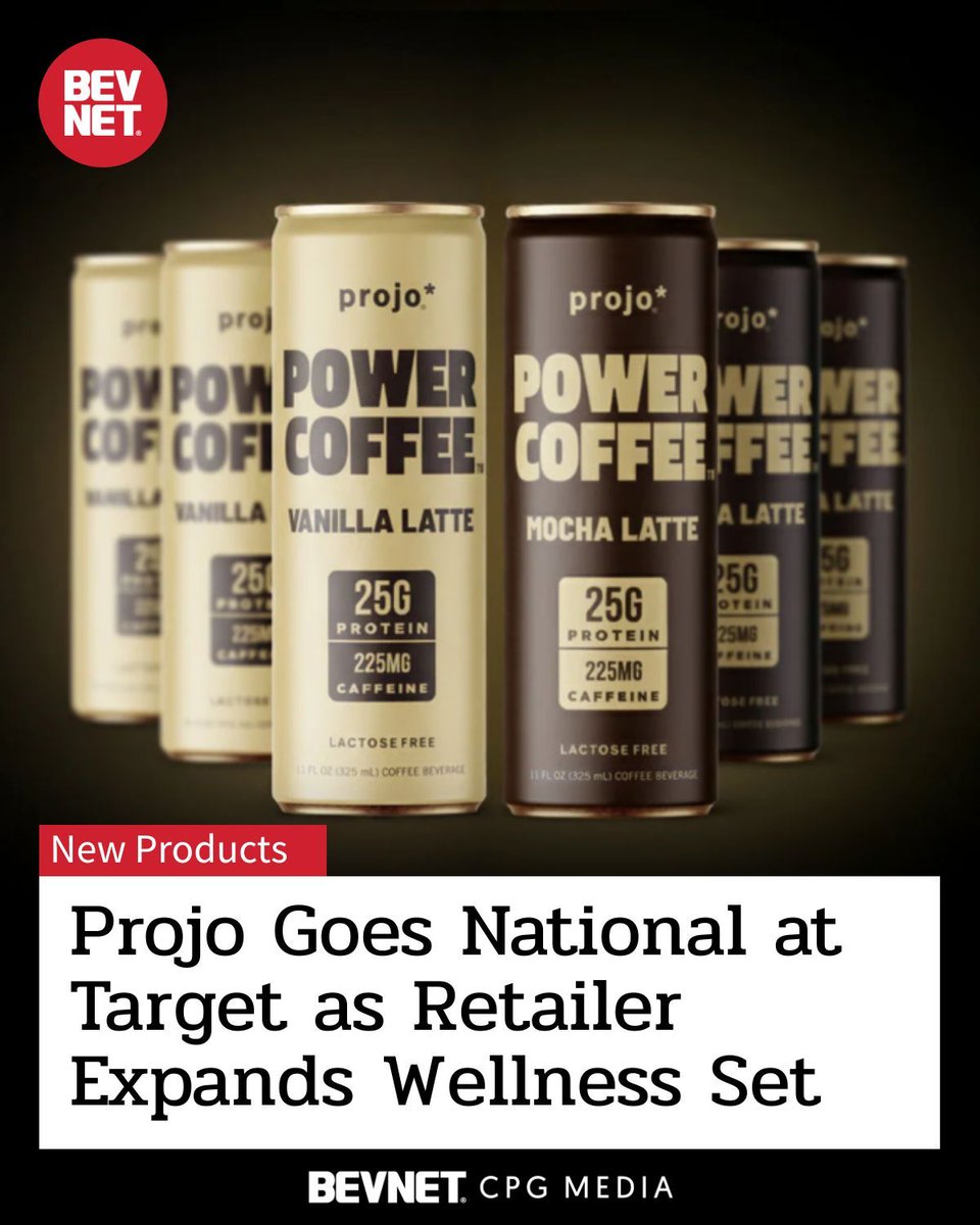 BevNET's tweet image. Protein coffee brand Projo is going national with a rollout to 631 Target stores next month, with RTD cans hitting all locations in August ☕💪 The launch aligns with Target’s 30% wellness set expansion.

bevnet.com/news/2026/prot…

#protein #retail #CPG