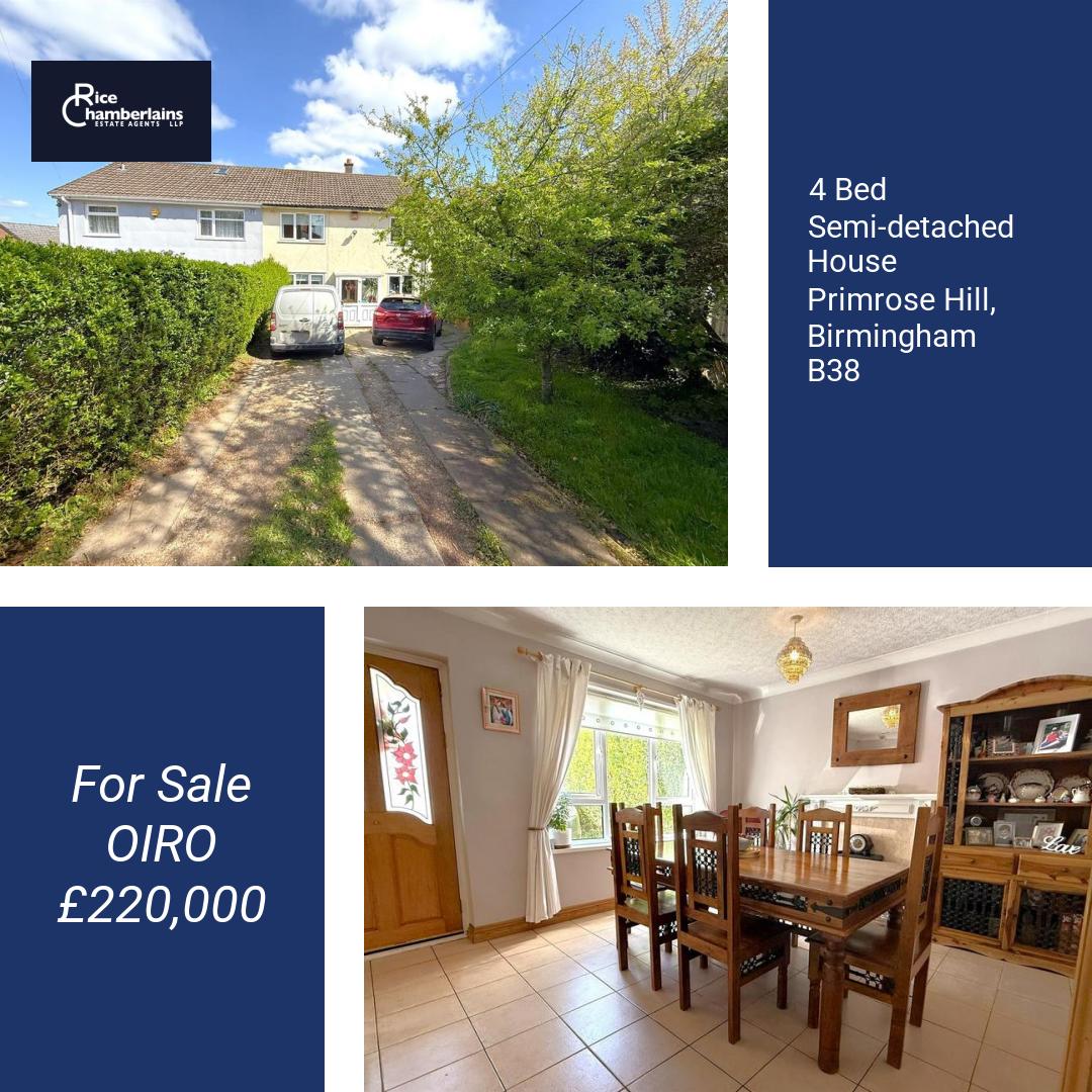 ricechamberlain's tweet image. For Sale 4 Bed Semi-detached House OIRO £220,000

Contact Us for more details:
Tel: 0121 721 0899
Email: sales@ricechamberlains.co.uk

#propertybirmingham #propertyforsale