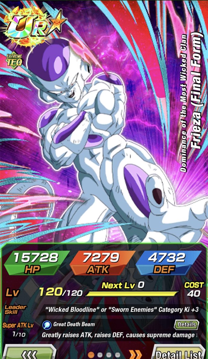 PROJECTSPARKING's tweet image. First-hand information on
UR  [Dominance of the Most Wicked Clan]  Frieza (Final Form)'s stats! (1/2)
#DokkanBattle   #DokkanSPARKING #DBZ #DragonBall