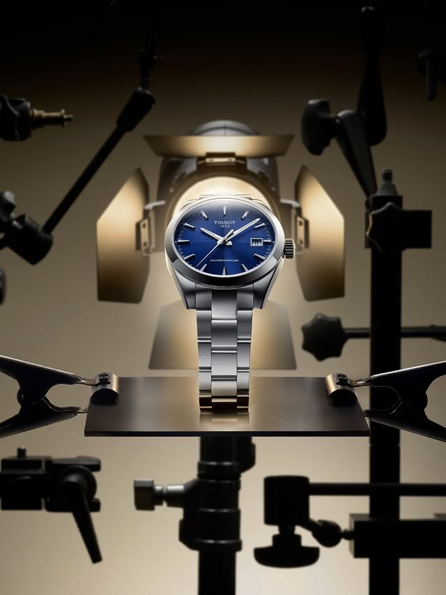 New in: Tissot Gentleman Powermatic 80 Silicium 38mm, blue dial. Swiss automatic • Nivachron™ • 80h reserve • 100m WR. Ref. T165.807.11.041.00 — $850. tinyurl.com/28arpjpy