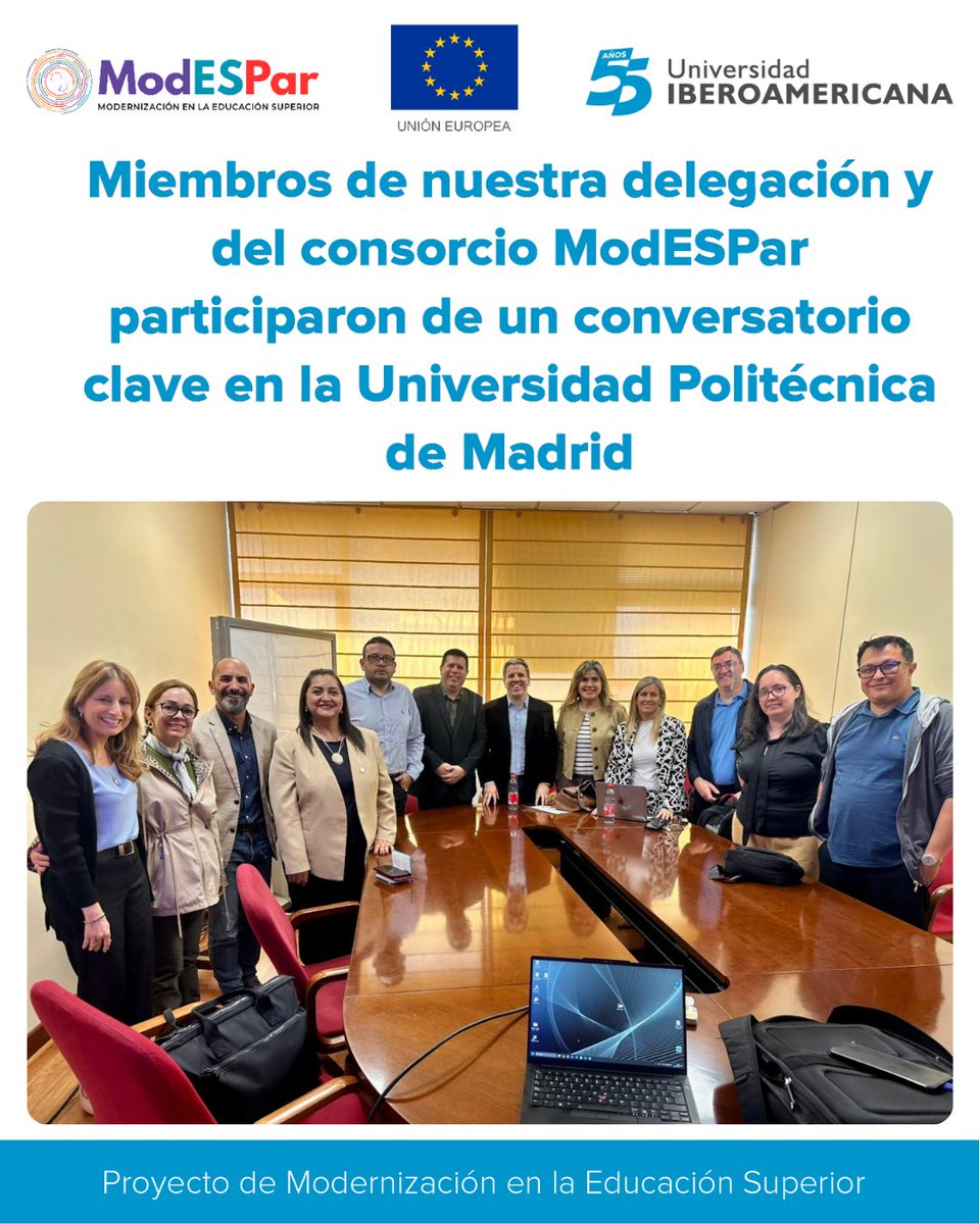 unibepy's tweet image. #UnibePy #ModESPar Hoy, parte de nuestro equipo académico participó de un conversatorio exclusivo con Emiliano Acquila Natale en la Universidad Politécnica de Madrid, analizando cómo estas herramientas facilitan la integración de la gestión tecnológica y la formación técnica.