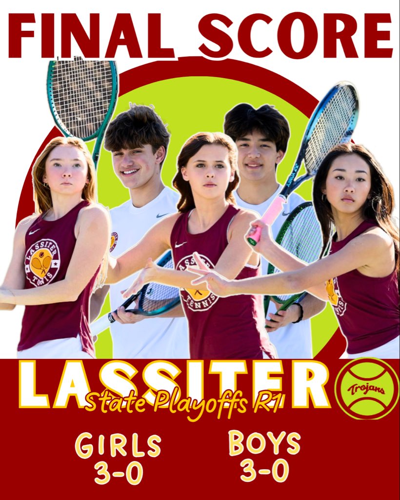 LassiterSports's tweet image. Tennis moving on to @officialghsa State Sweet 16! Boys defeated Veterans, Girls defeated Lee County! Both teams will travel to McIntosh next week! #state #t4l