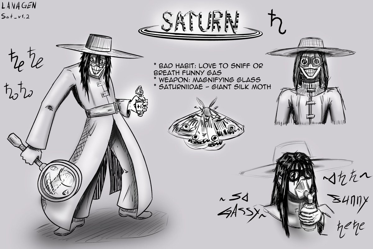 ArtLanagen's tweet image. First is Saturn, cause I was thinking about him so much it's my 3rd try to design him XD

maybe gonna change it later one day

#Psychopomp #PsychopompOC #Saturn #OC