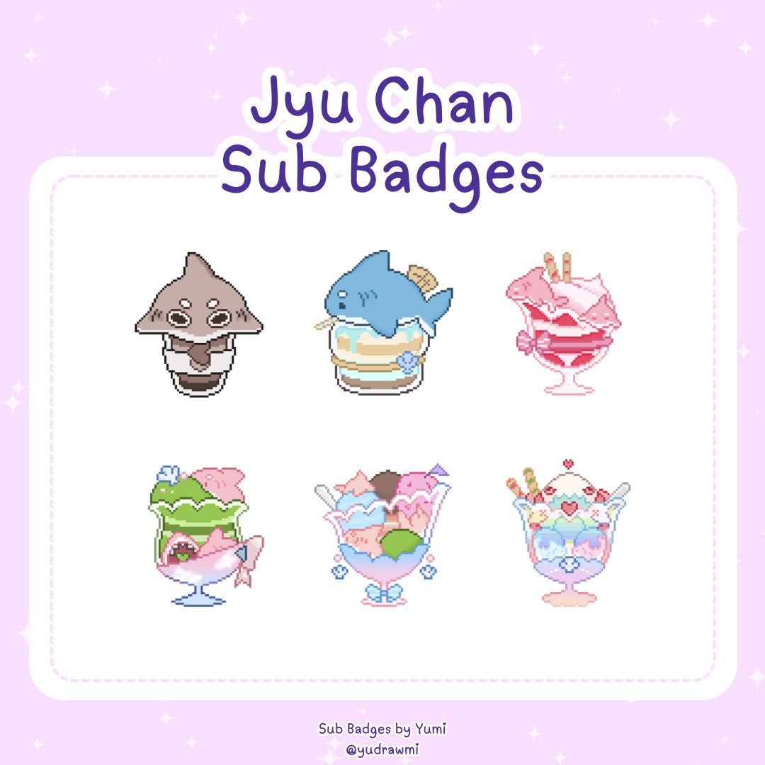yudrawmi's tweet photo. jyu chan emotes &amp; sub badges commission I did last year that i never actually posted~ (´･ω･`)

//literally comms from 1 year ago lololol (*￣▽￣*)

#twitch #emotes #subbadges #commission https://t.co/ll3diml6t4