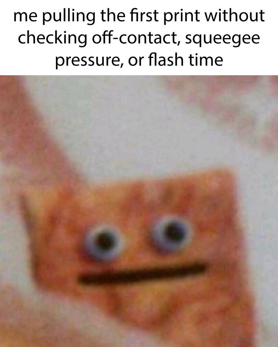 onestrokeinks's tweet image. That moment you realize the test print was the setup  Dial it in first… or learn the hard way.

#ScreenPrinting #PrintLife #ShopProblems #PressLife #OneStrokeInks