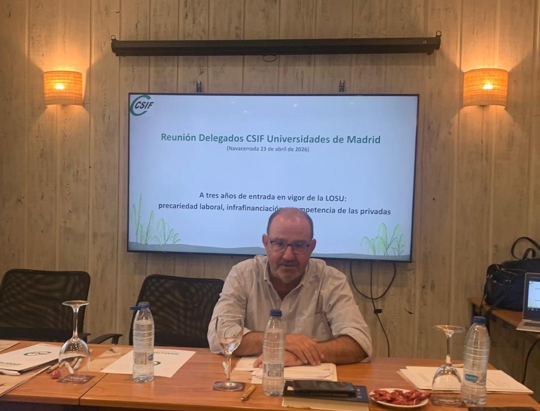 CSIF_UAMadrid's tweet photo. 👨🎓 Delegados de Universidades de @CSIF_UAMadrid se reúnen hoy y mañana para analizar la situación de los estudios superiores en la Comunidad de Madrid.
🗣 La #LOSU, la precariedal laboral, infrafinanciación o la competencia de los centros privados, entre las materias abordadas. https://t.co/eDhBeOFi9T