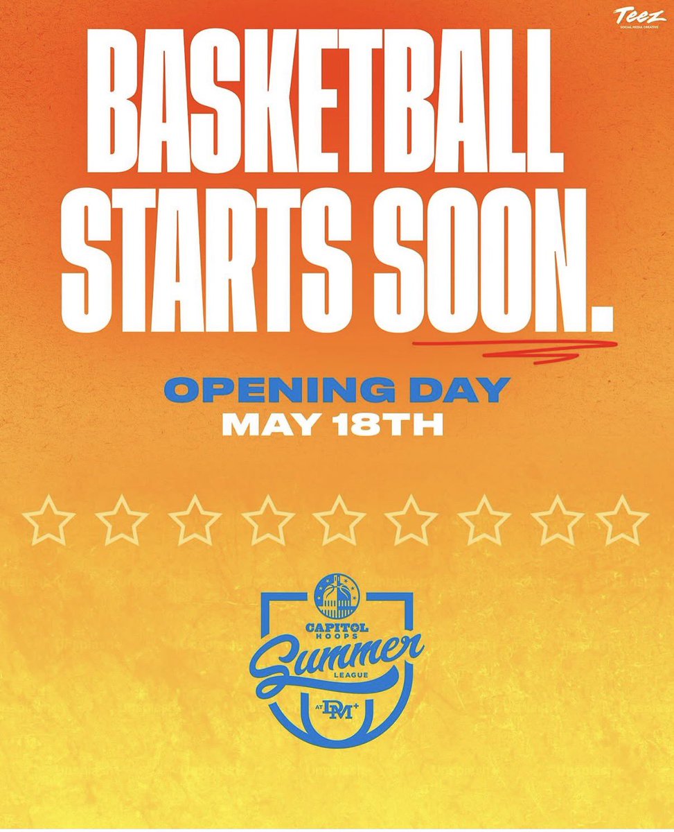 CapitolHoopsSL's tweet image. The field is set! Capitol Hoops Summer League 2026 begins May 18th!