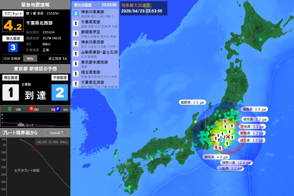 地震速報 tweet media