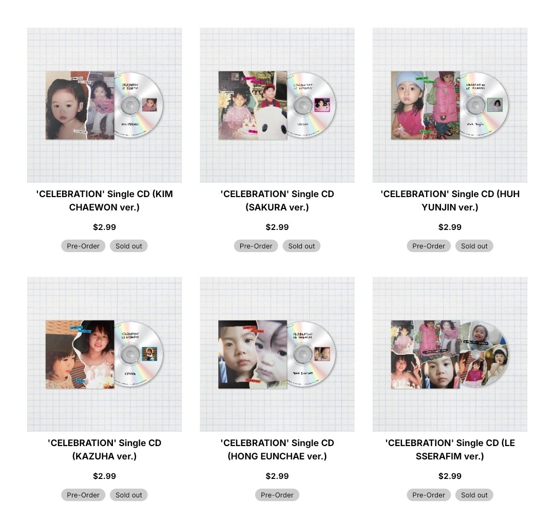 lsrfm_impact's tweet image. #LE_SSERAFIM's 2nd round pre-order for the 'CELEBRATION' Single CD (Group ver., #KIMCHAEWON ver., #SAKURA ver., #HUHYUNJIN ver., and #KAZUHA ver.) has SOLD OUT on the LE SSERAFIM US official Shop‼️

🔗shop.le-sserafim.us

#PUREFLOW_pt1 #르세라핌 #LESSERAFIMImpact