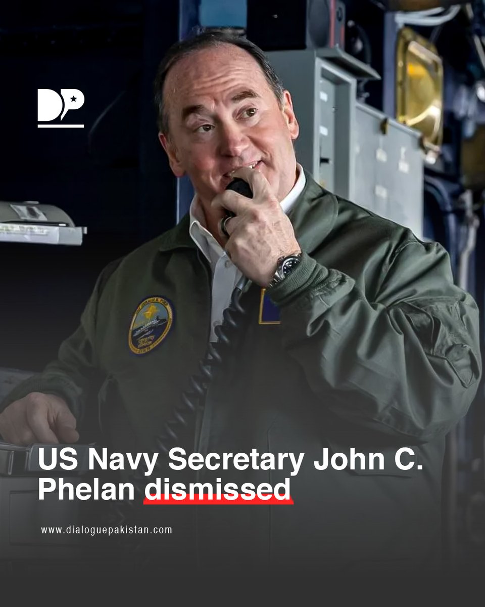 DialoguePak's tweet image. US Navy Secretary John C. Phelan has been abruptly removed from his post, with no reason given for the immediate request for his resignation.

dialoguepakistan.com/en/world/us-na…

#DialoguePakistan #US #Navy #Secretary #JohnC #Dsmissed