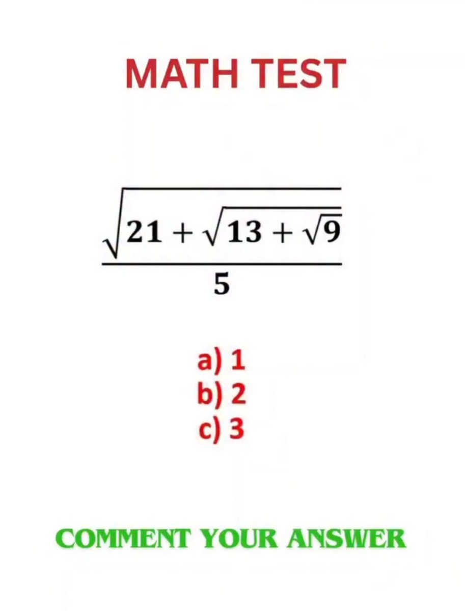 SolvingForZ's tweet image. Math Test 🤯 comment your answer 💯

#math #maths #mathematics #mathtest #mathquiz #physics #learn #learning #study #education #algebra #calculus #numbers #school #college