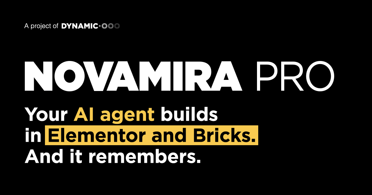 giovannicintolo's tweet image. Stop rebuilding what your AI agent gets "almost" right in #WordPress.
Novamira Pro gives your agent real expertise in #Elementor and #Bricks, and memory across sessions.
Fewer retries, fewer surprises.

Beta is live.
novamira.ai/pro