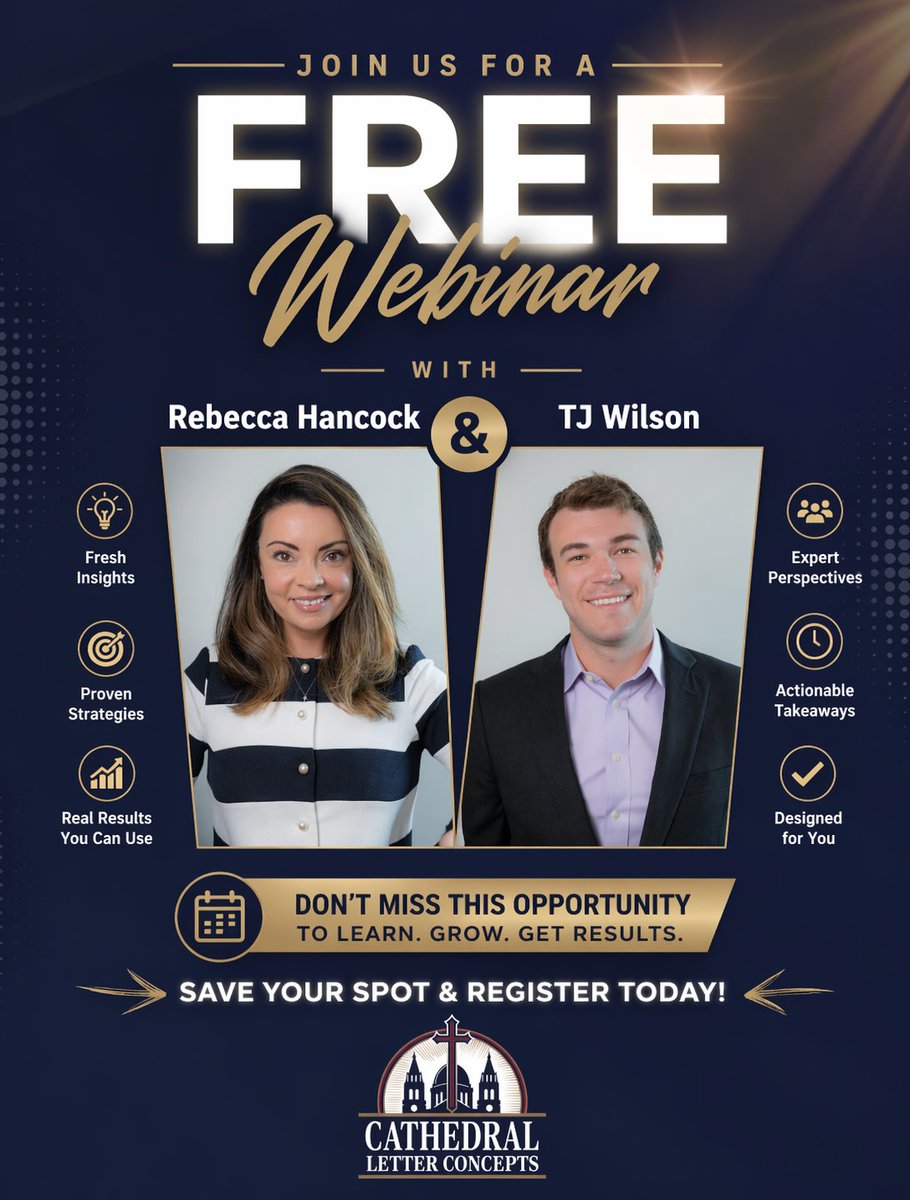 Join us for an upcoming webinar with TJ Wilson and Rebecca Hancock as they share insights, ideas, and practical strategies you won’t want to miss.

Save your spot and register today.
We’d love to have you there!
To grab a spot please email Emilyw@letterconcepts.com