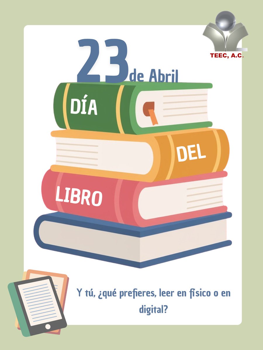 TEEC's tweet photo. 23 de abril | Día Mundial del Libro y del Derecho de Autor

Leer es abrir puertas: al conocimiento, a la imaginación y a otras formas de entender el mundo.

En cada página hay una oportunidad de aprender, de sentir y de transformar. https://t.co/zOH0IaQ5YM