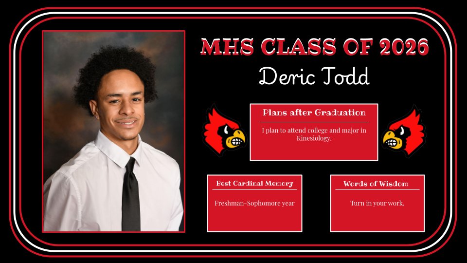 MHSCards1's tweet photo. Celebrating the achievements, memories, and contributions of the Mayfield High School Class of 2026!

2026 Cardinals Senior Spotlight!
🎓Kyler Simpson
🎓Deric Todd
🎓Addison Walker https://t.co/VmlwIV41Sl