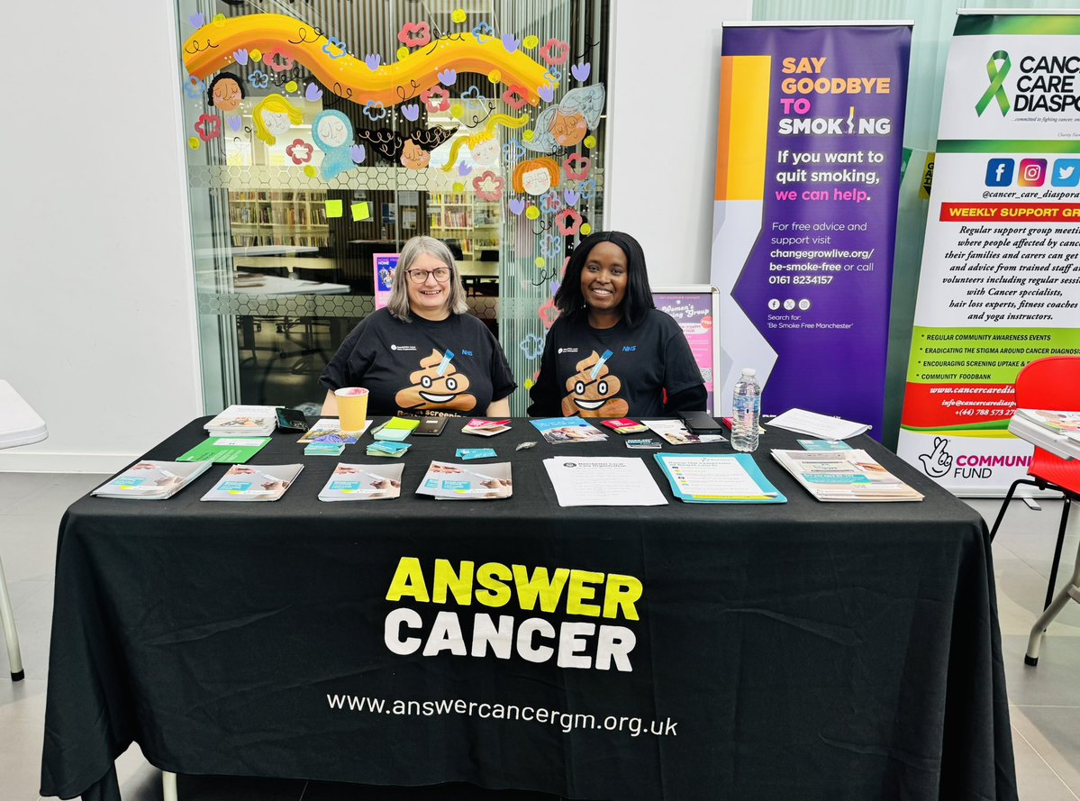 CancerCareDiasp's tweet image. Today for #BowelCancerAwarenessMonth we were in #GortonHub with Bethan and the team @mcrlco @MFTnhs @AnswerCancerGM @NHCMoss and @NHSNW to create #Awareness about #cancer #bowelcancer #community #charity 🎗️
