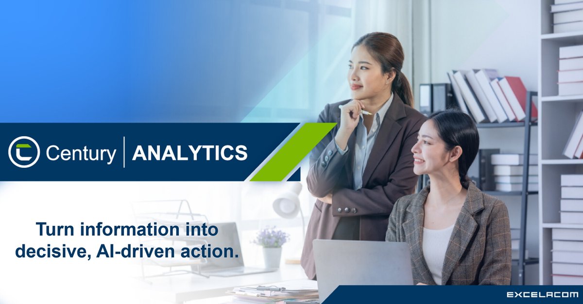 Excelacom's tweet image. AI-driven clarity, simplified. Century Analytics turns fragmented data into a precise, actionable business direction, eliminating guesswork and accelerating growth. Let #AI reveal what your numbers are really telling you. #SmartDecisions #CenturyApps 
excelacom.com/solutions/cent…