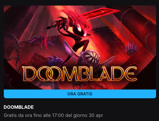 svarioken's tweet image. 👾 Store Epic, DOOMBLADE da riscattare gratuitamente.

• t.ly/NcyXq

#gratis #pc
