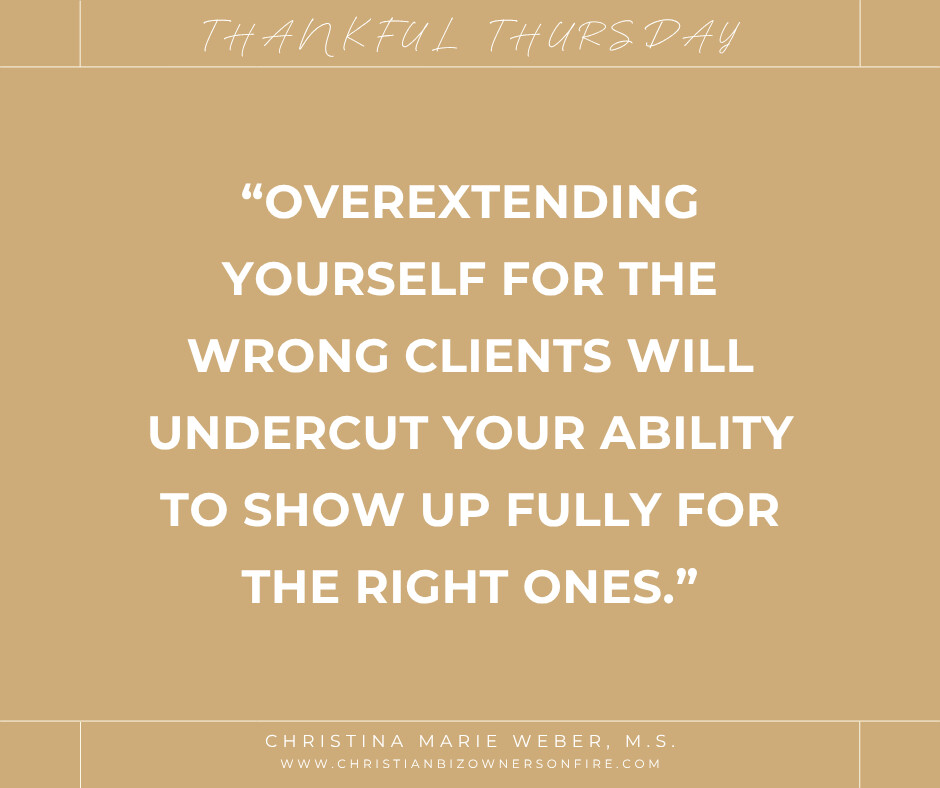 ownchristianbiz's tweet image. #ThankfulThursday

Thankfully, working with the right clients, aligned with your business, takes less energy.